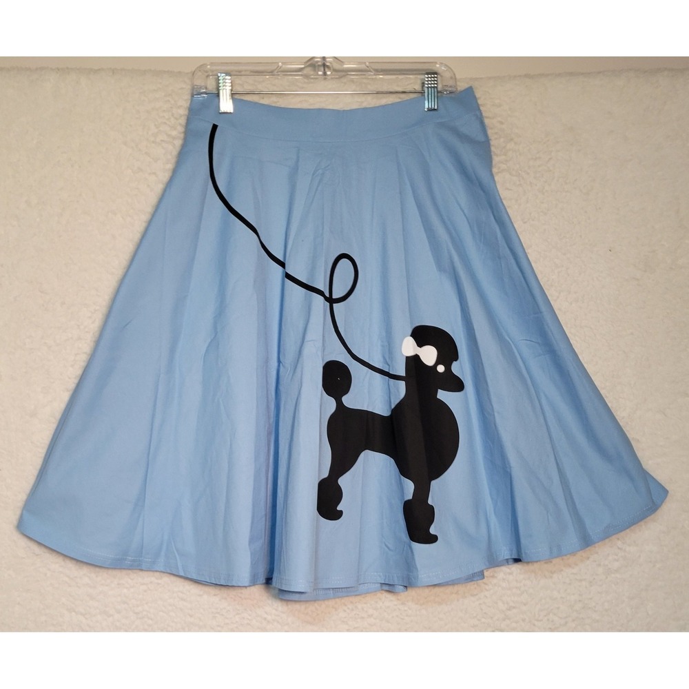 Chartou Collection Poodle Skirt Sz L Light Blue NEW NWT 1/2 Zip Below Knee 1639